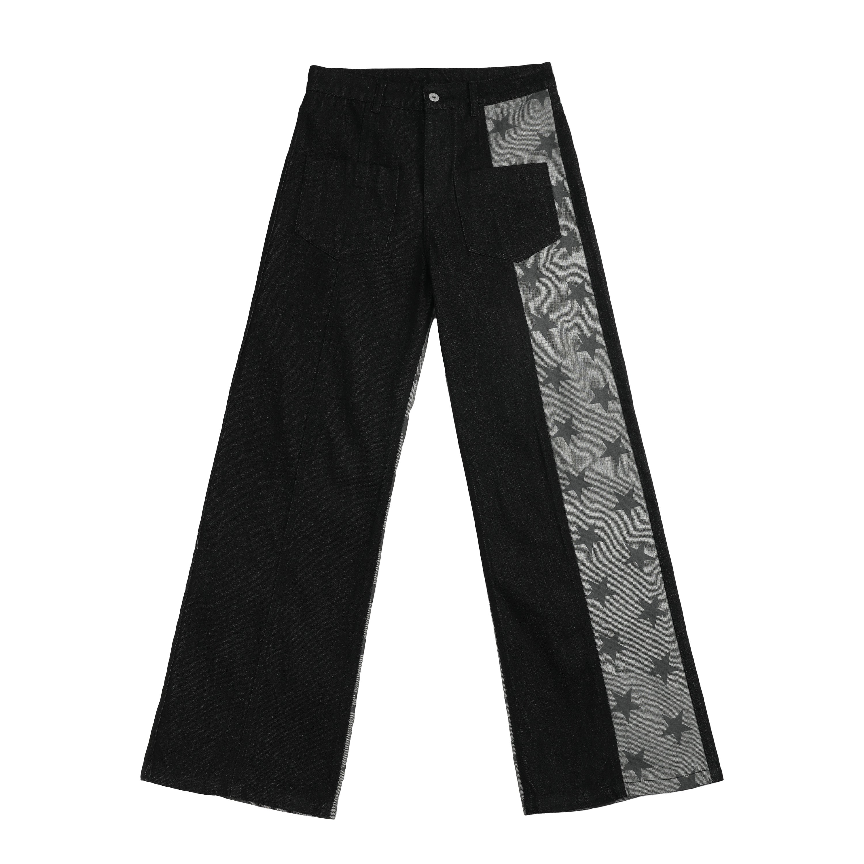 NUMBASIA Star Panel 13oz Straight-Leg Raw Denim Jeans — NA6022A front