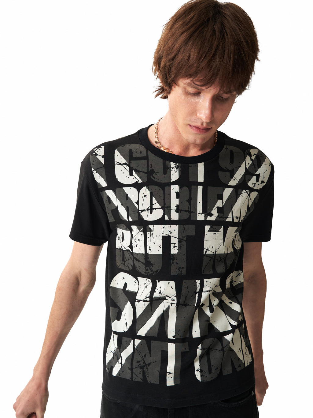 NUMBASIA SWAGLIFE Union Jack Fitted T-Shirt — studio model view 5