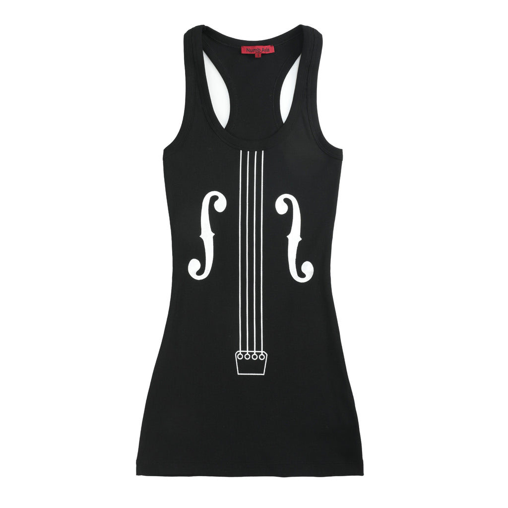 NUMBASIA Metallic Violin Print Fitted Tank Top — NA6028