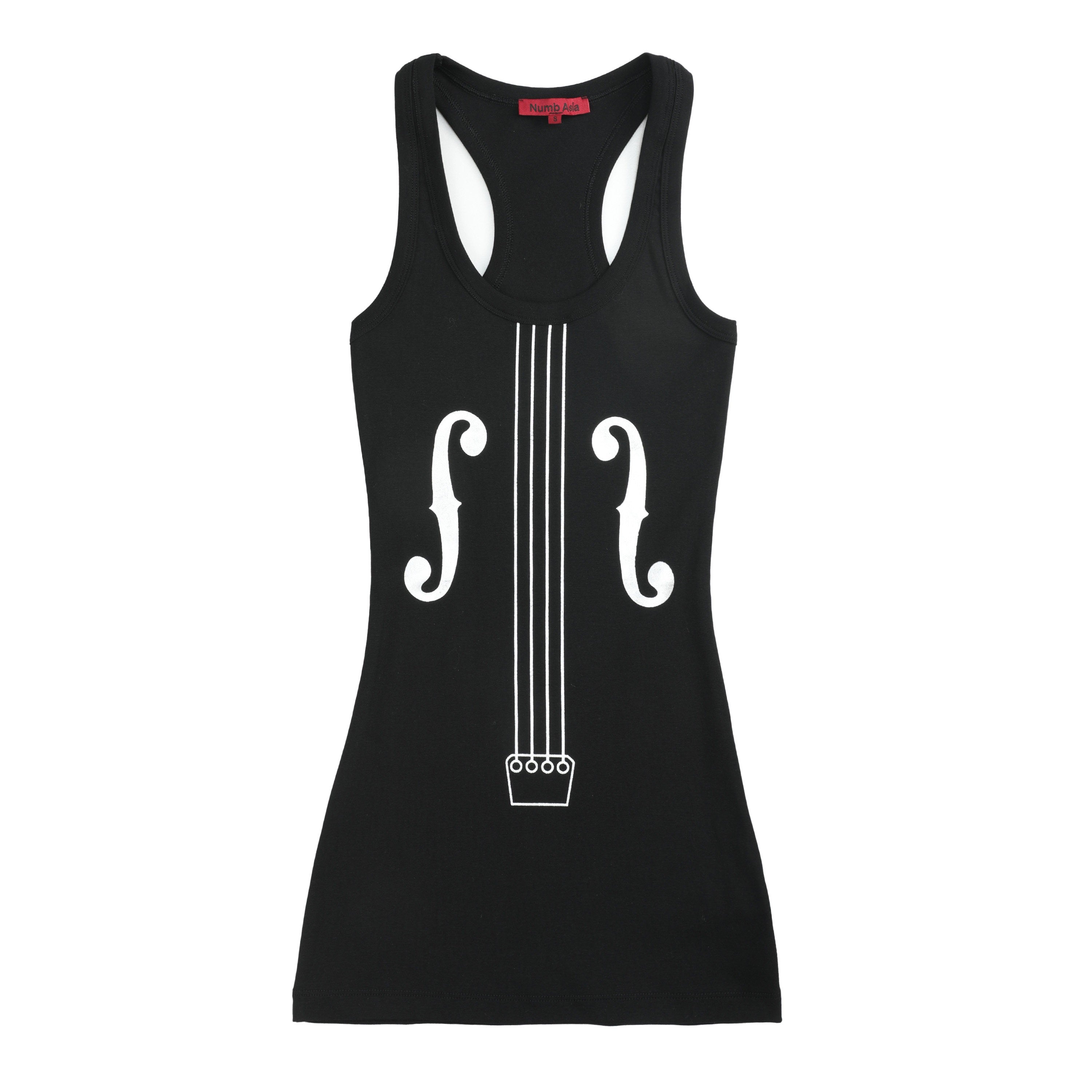 NUMBASIA Metallic Violin Print Fitted Tank Top — NA6028