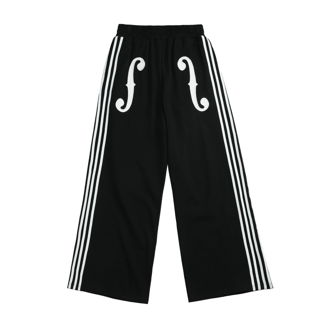 NUMBASIA Violin Applique Striped Wide-Leg Sweatpants — NA6032A front