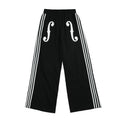 NUMBASIA Violin Applique Striped Wide-Leg Sweatpants — NA6032A front