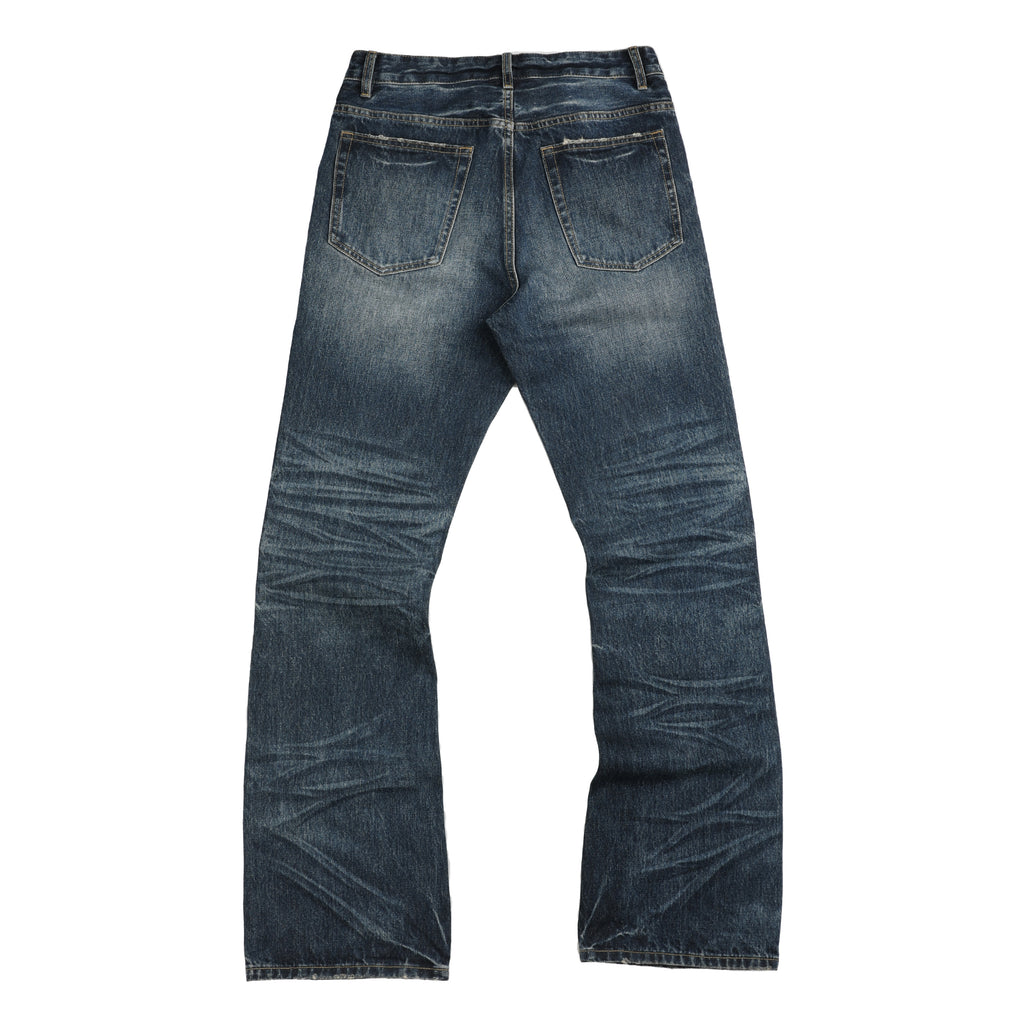 NUMBASIA Spike-Studded Washed Flared Jeans — NA6033A back