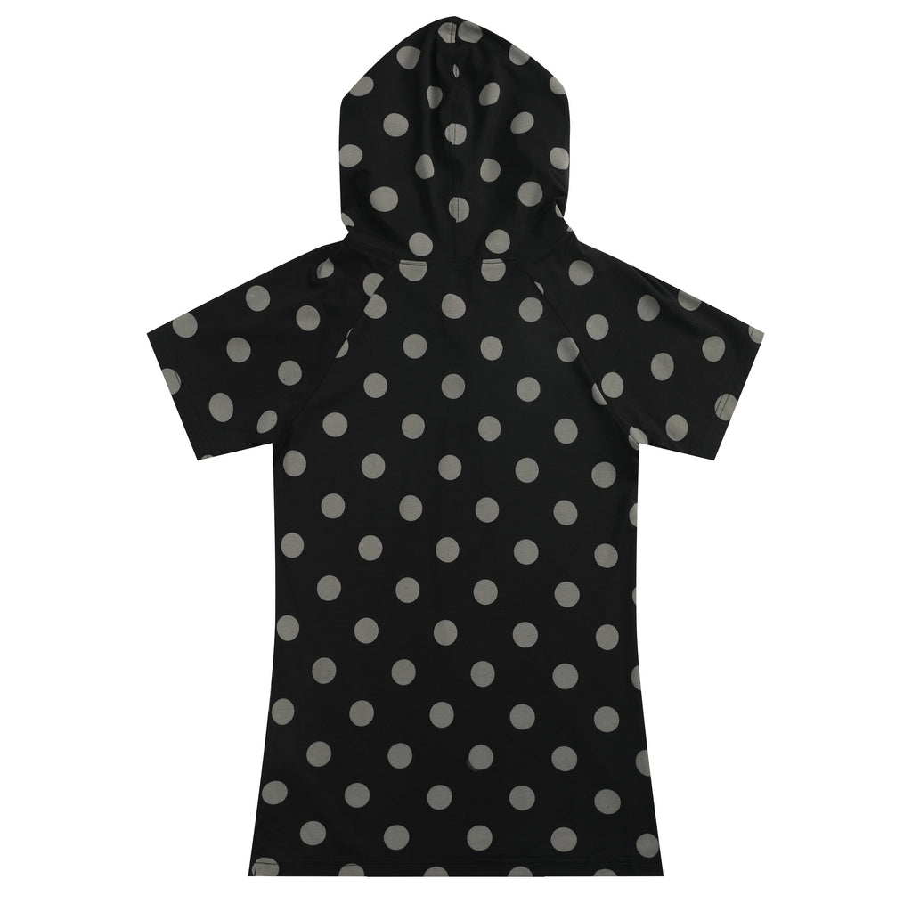 NUMBASIA Metallic Baroque Polka Dot Hooded Henley T-Shirt — NA6034A back