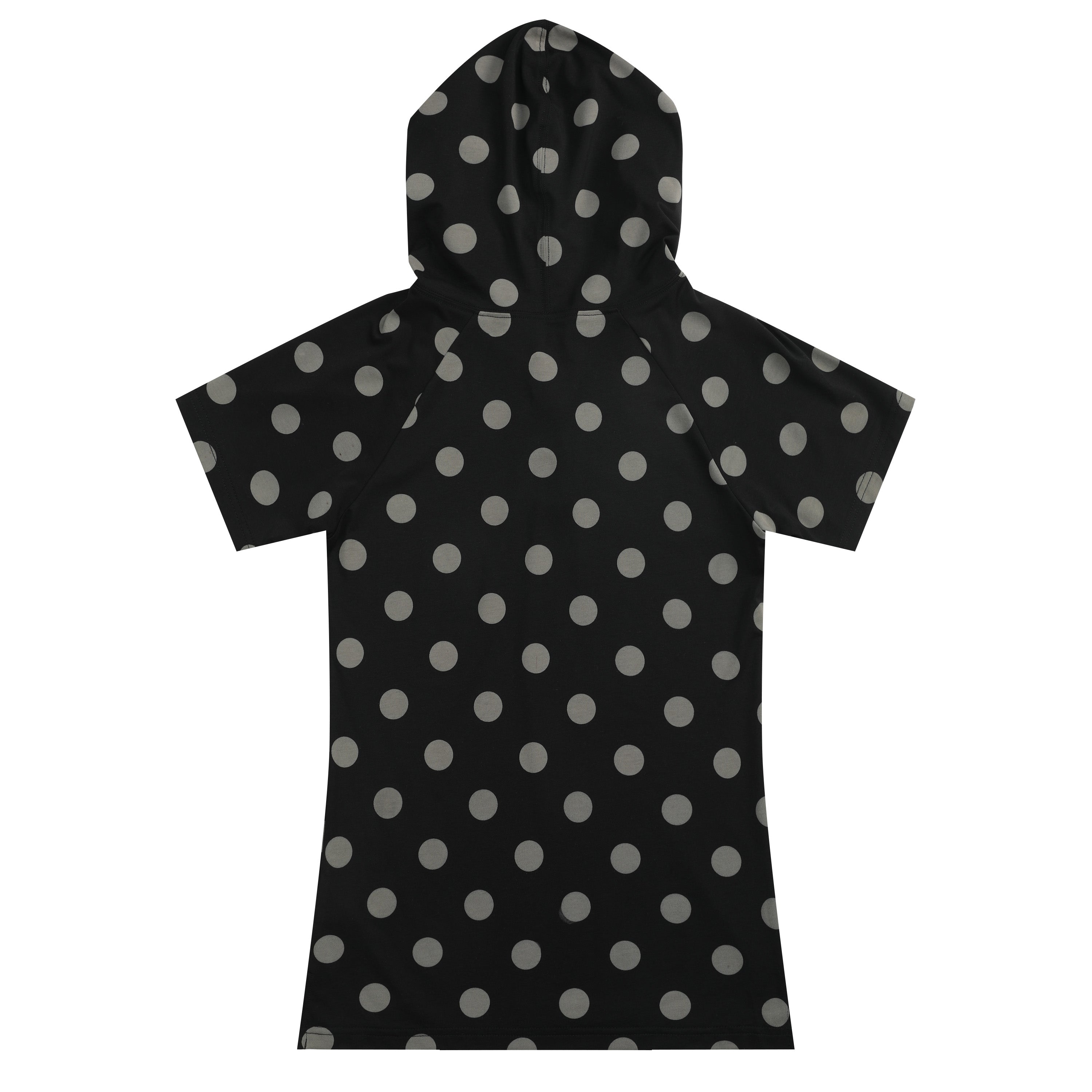 NUMBASIA Metallic Baroque Polka Dot Hooded Henley T-Shirt — NA6034A back