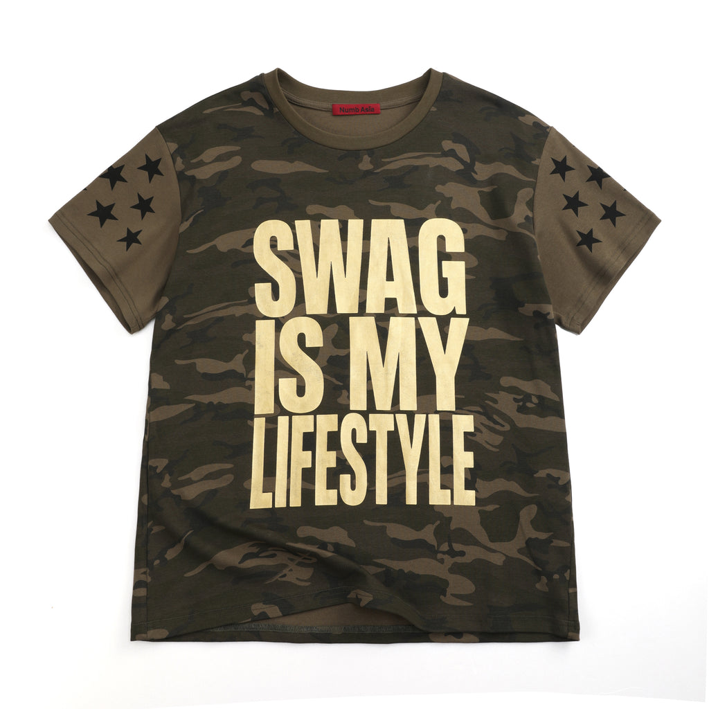 NUMBASIA SWAG LIFESTYLE Metallic Camo Star T-Shirt — NA6035A front