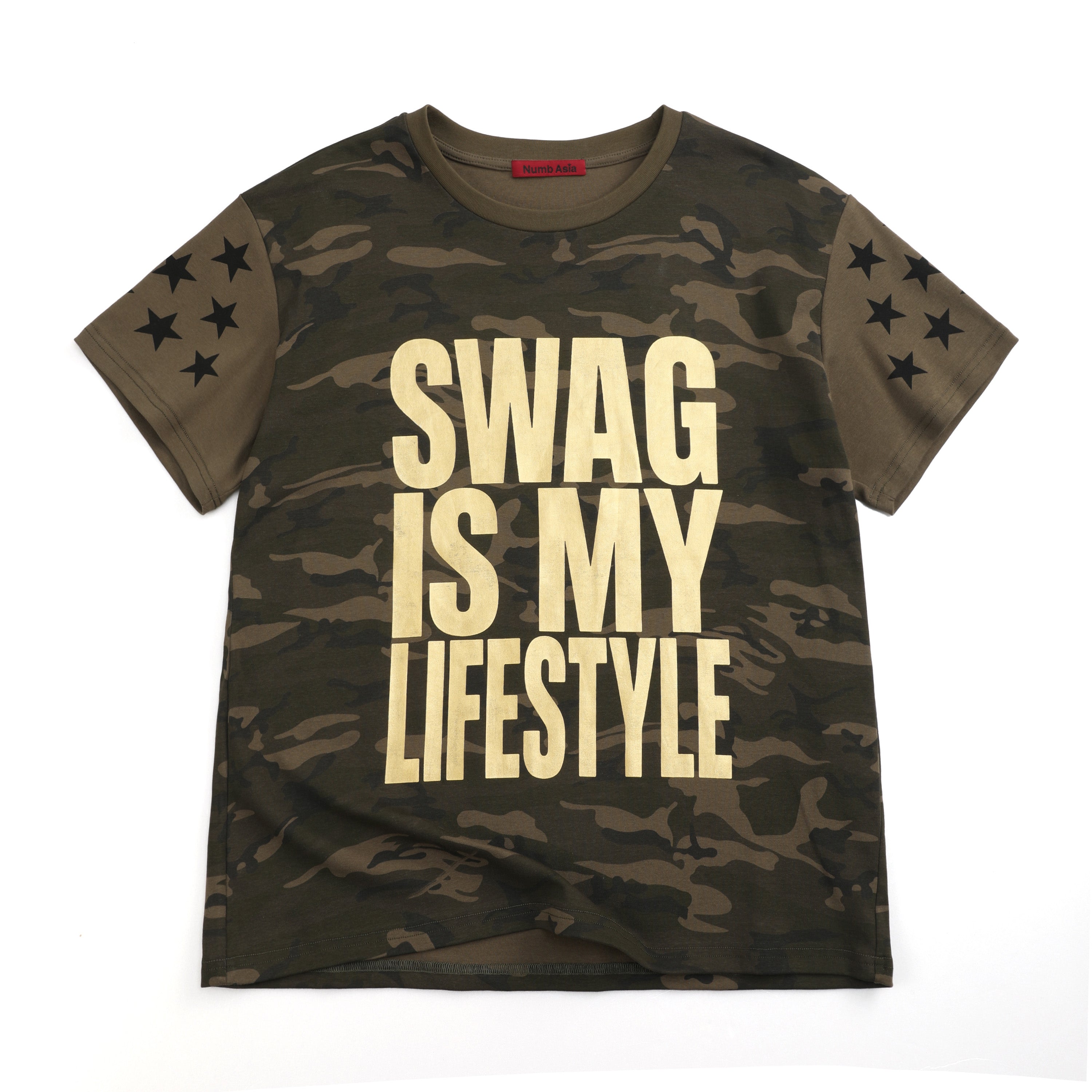 NUMBASIA SWAG LIFESTYLE Metallic Camo Star T-Shirt — NA6035A front