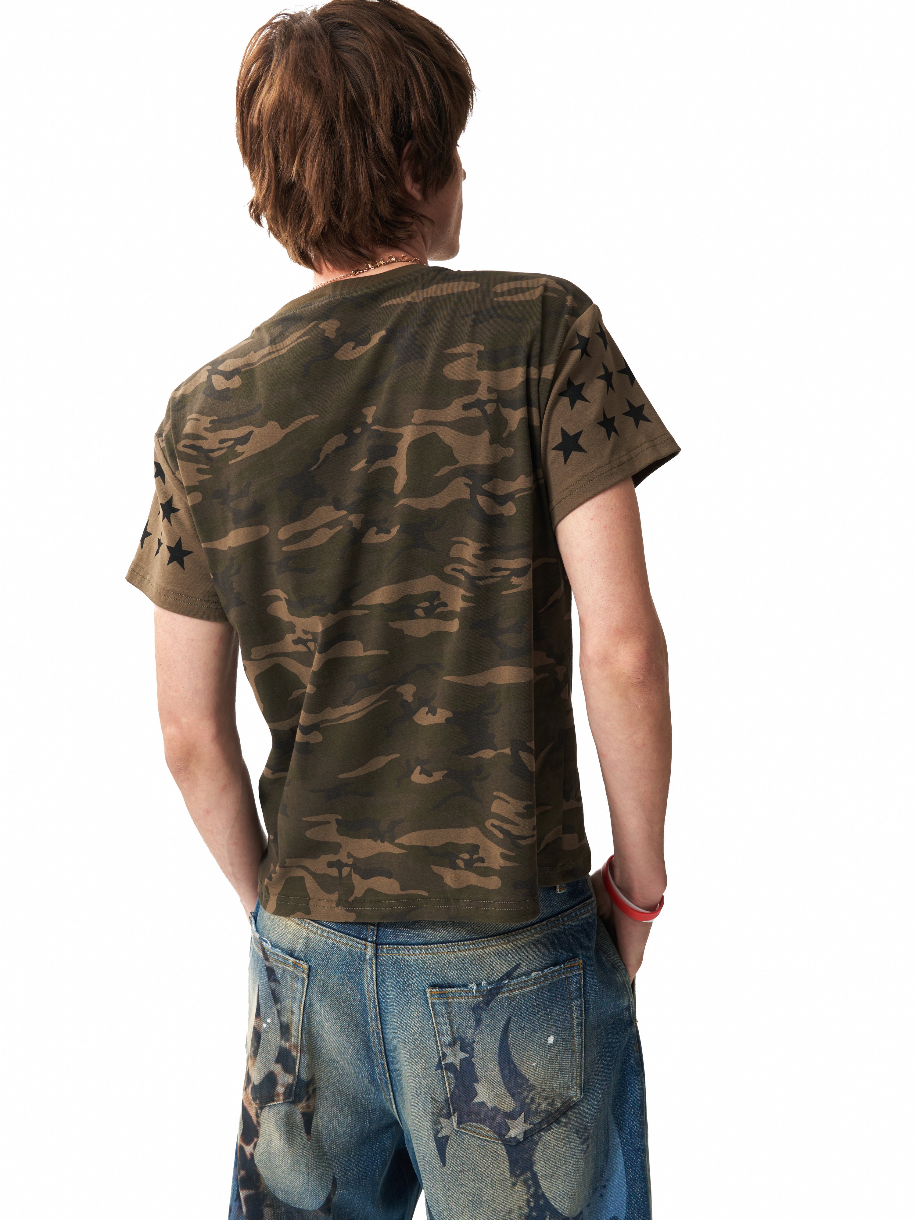 NUMBASIA SWAG LIFESTYLE Metallic Camo Star T-Shirt — studio model view 5