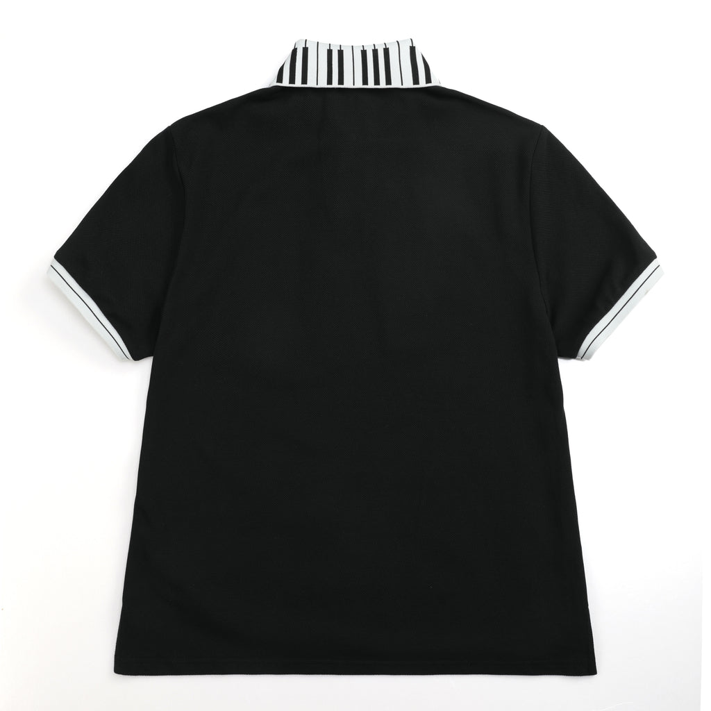 NUMBASIA Piano Collar Music Note Glitter Polo — NA6037A back