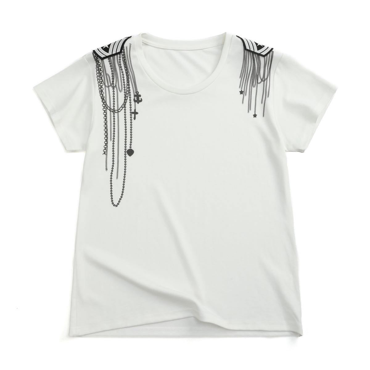 NUMBASIA Chain and Cross Graphic Fitted T-Shirt — NA6039A front