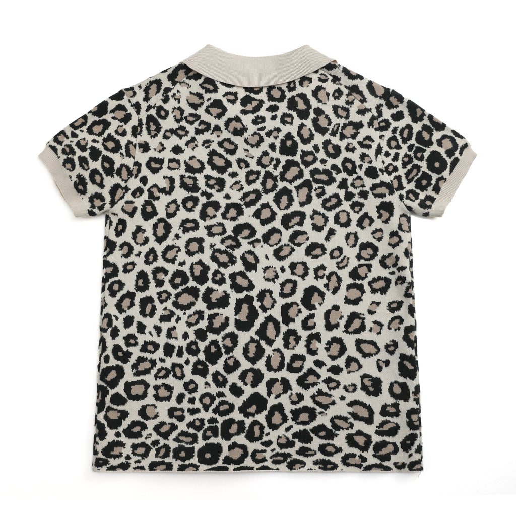 NUMBASIA PARTYBOY Leopard Jacquard Knit Polo — NA6040A back