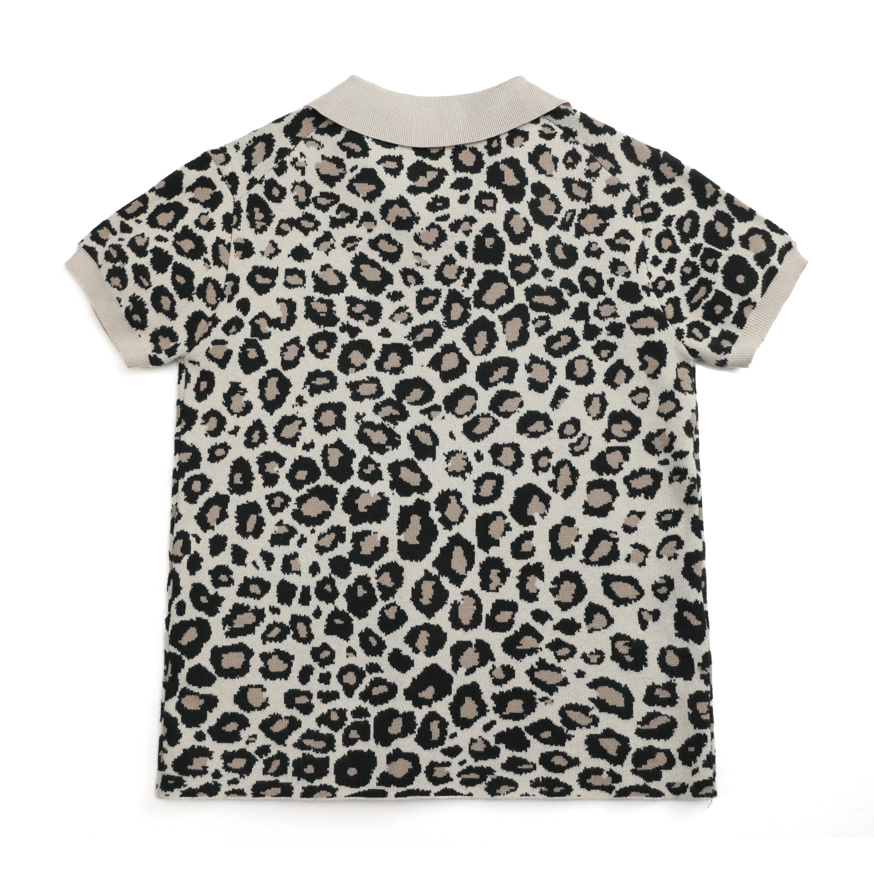 NUMBASIA PARTYBOY Leopard Jacquard Knit Polo — NA6040A back