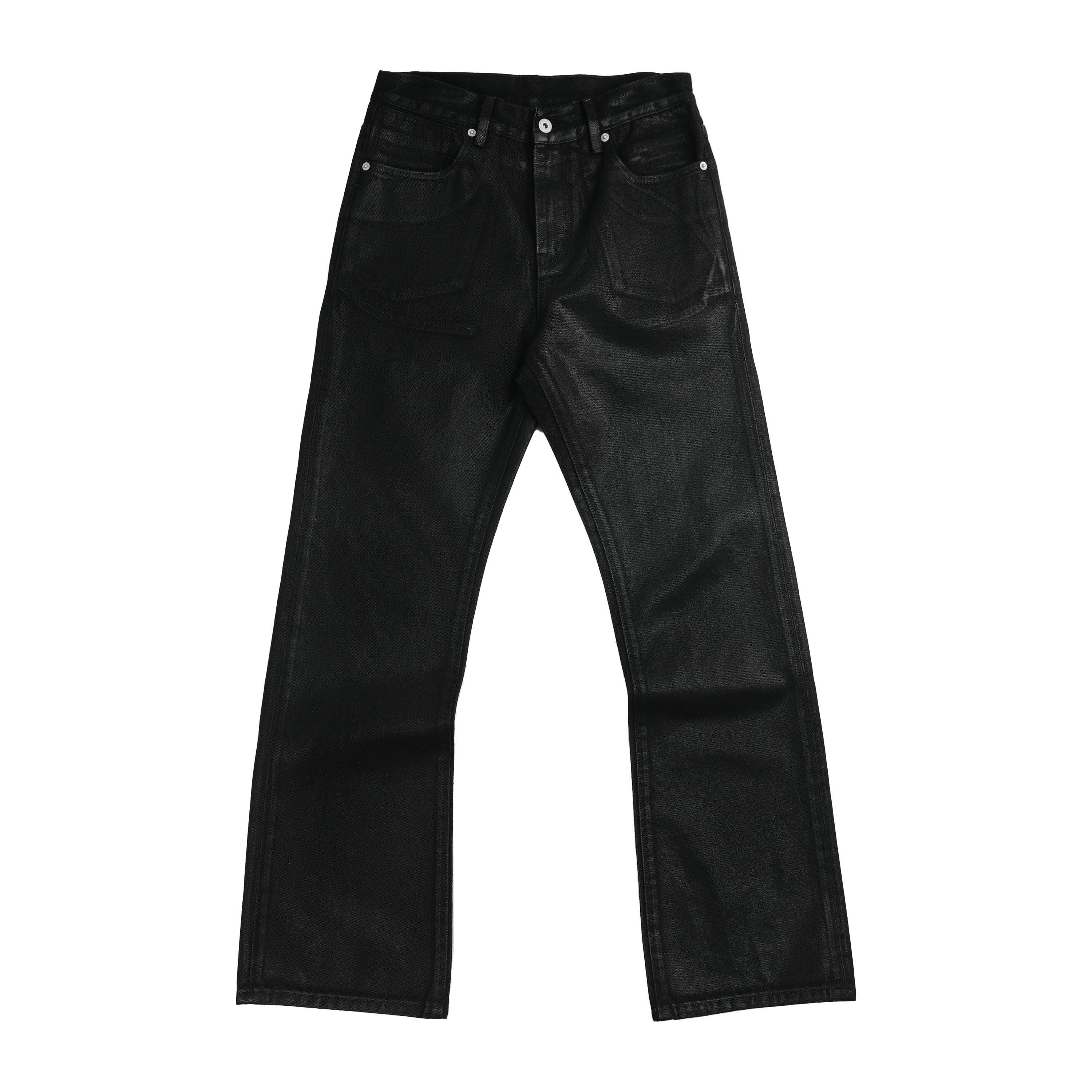 NUMBASIA Wax-Coated 13oz Slim Flared Jeans — NA6045A front