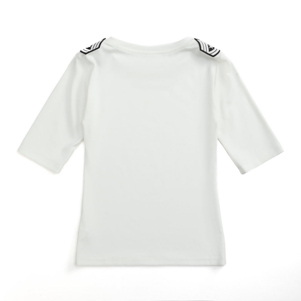 NUMBASIA Chain and Cross Graphic Scoop-Neck T-Shirt — NA6046A back