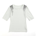 NUMBASIA Chain and Cross Graphic Scoop-Neck T-Shirt — NA6046A front