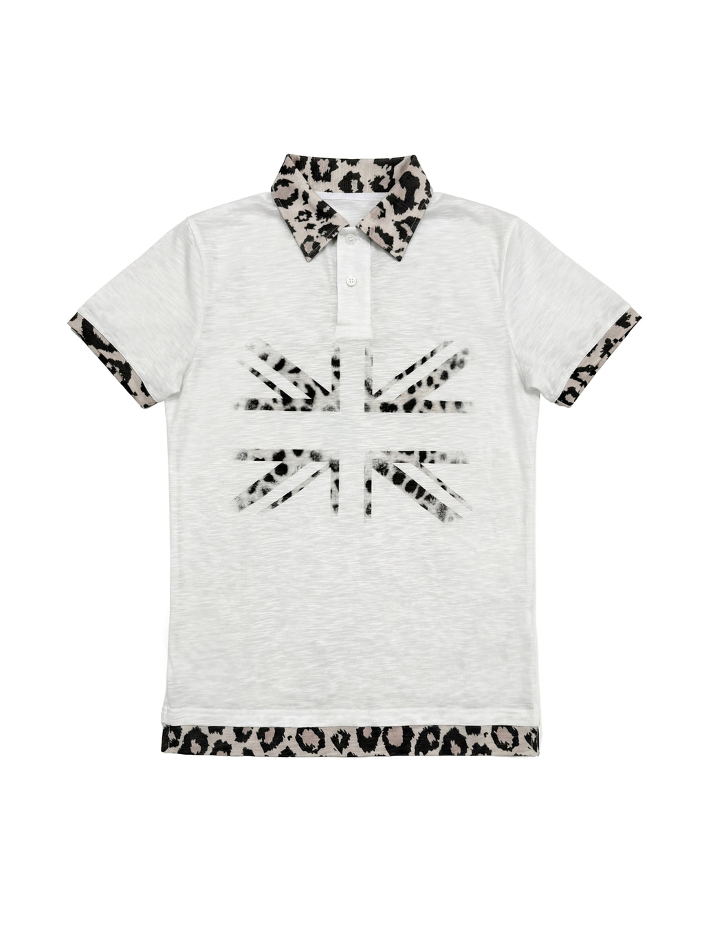 NUMBASIA Leopard Union Jack Layered-Look Polo — NA6132