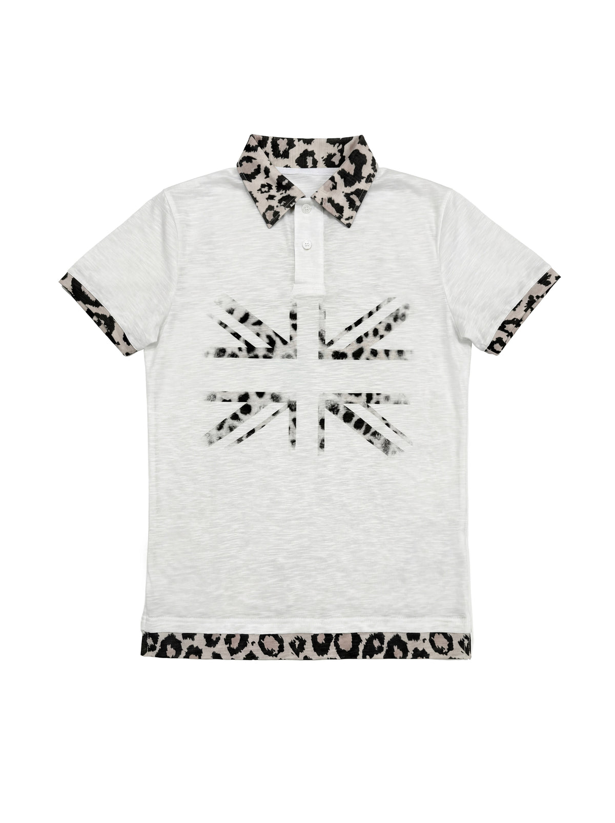 NUMBASIA Leopard Union Jack Layered-Look Polo — NA6132