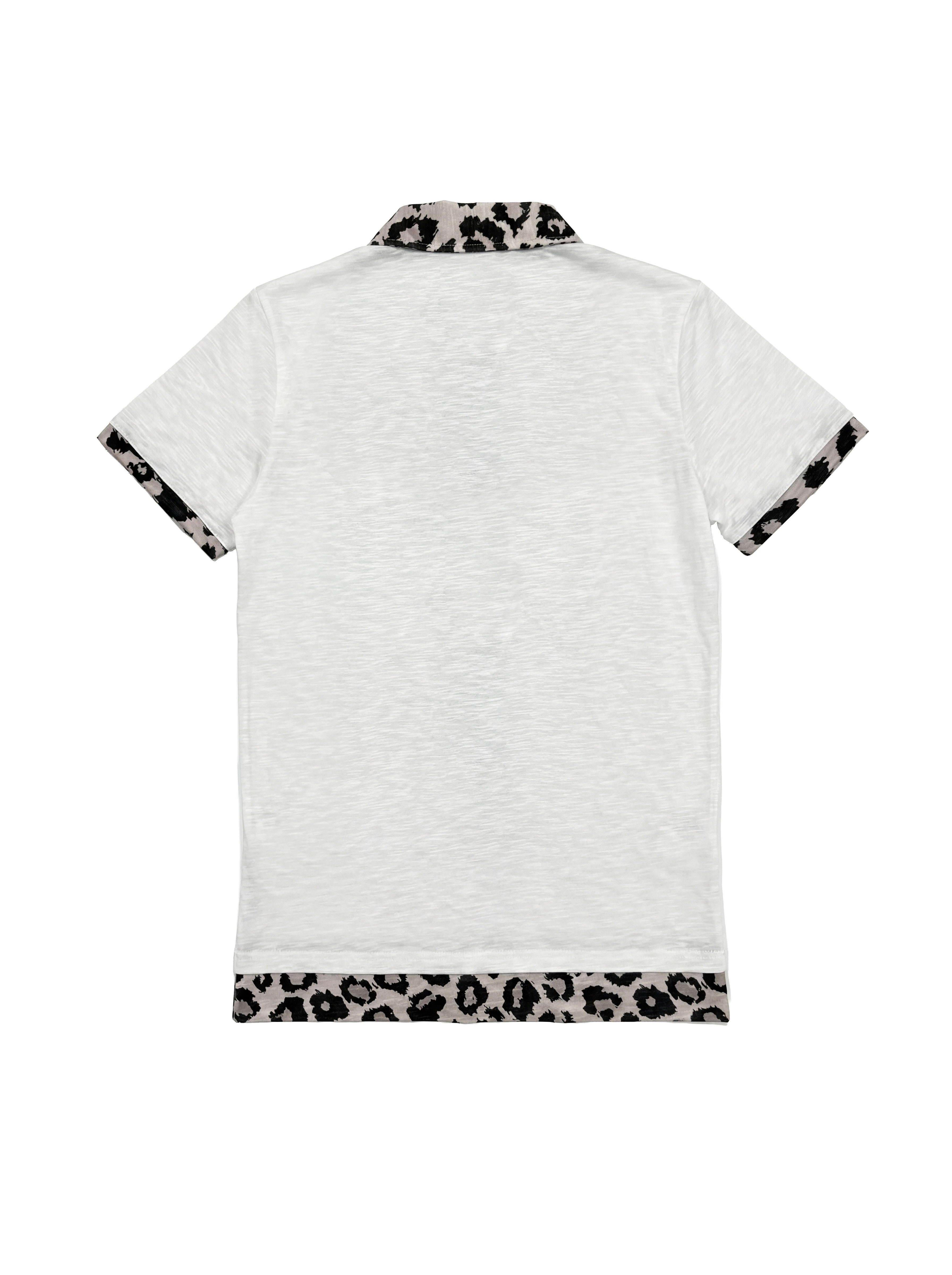 NUMBASIA Leopard Union Jack Layered-Look Polo — NA6132