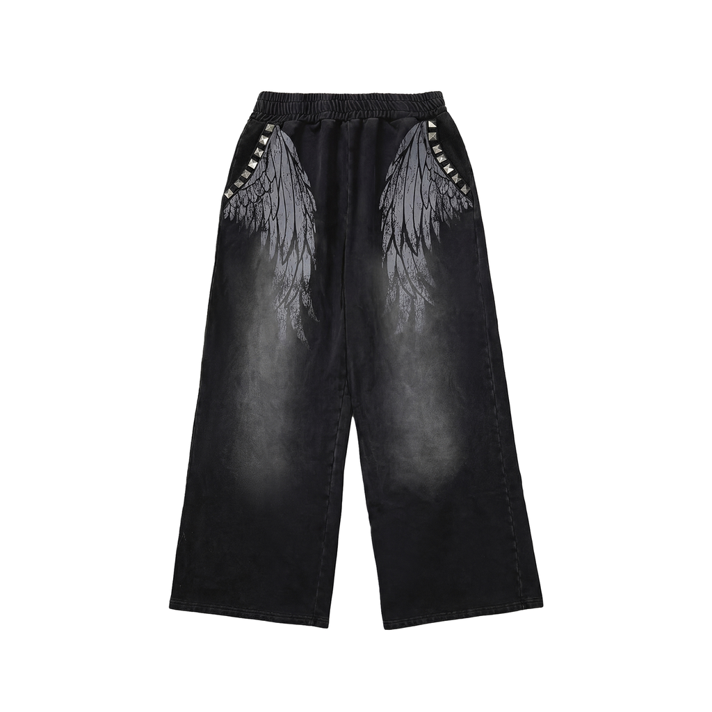 NUMBASIA Broken Wings Studded Baggy Sweatpants — NA6134