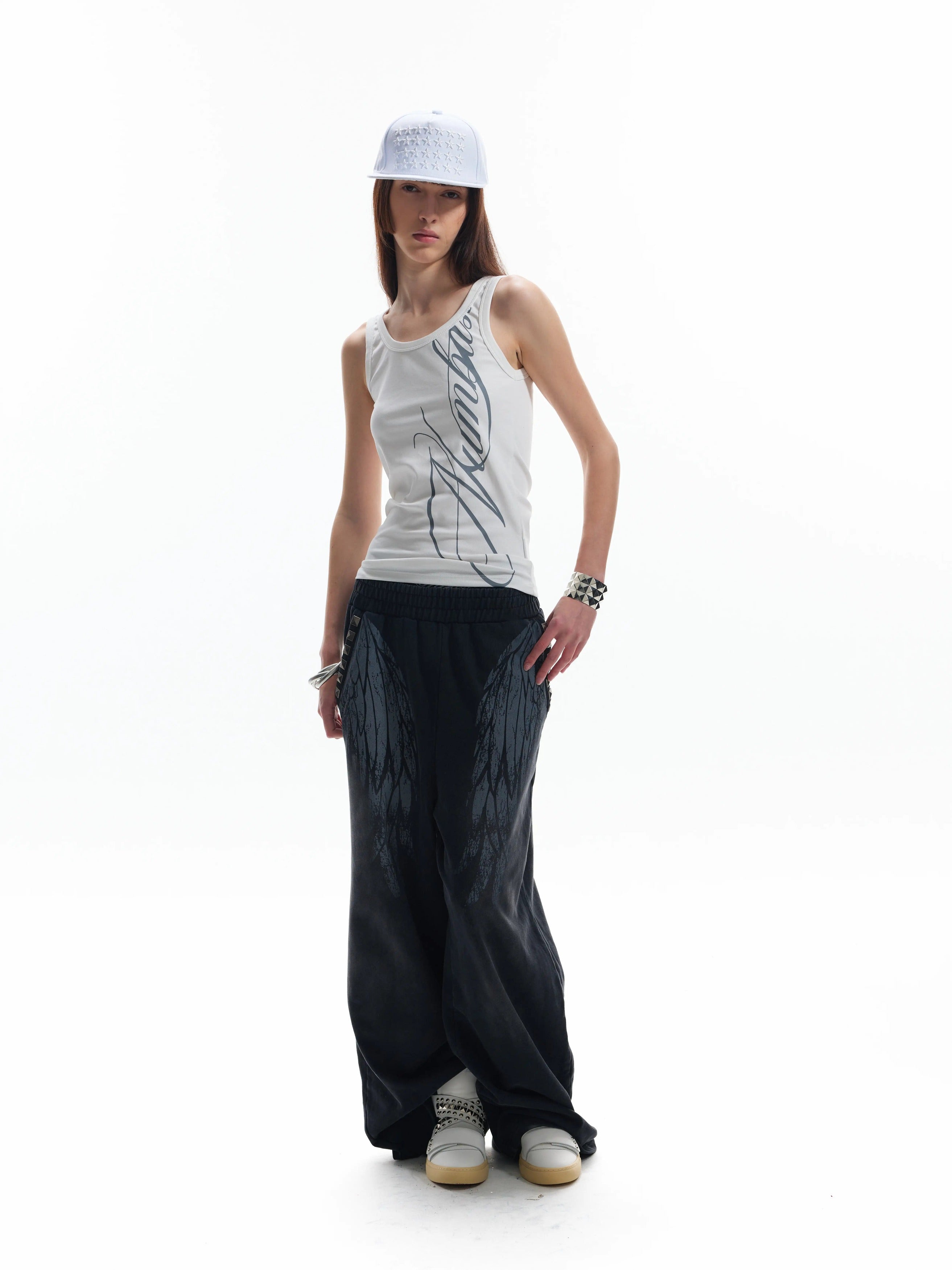 NUMBASIA Broken Wings Studded Baggy Sweatpants — NA6134