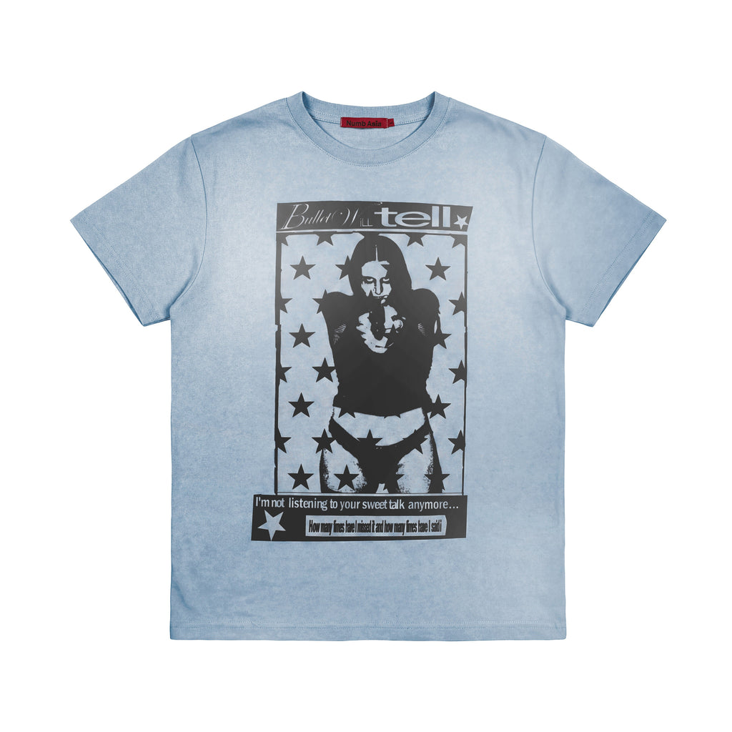 NUMBASIA Star Girl Slogan Washed T-Shirt — NA6141