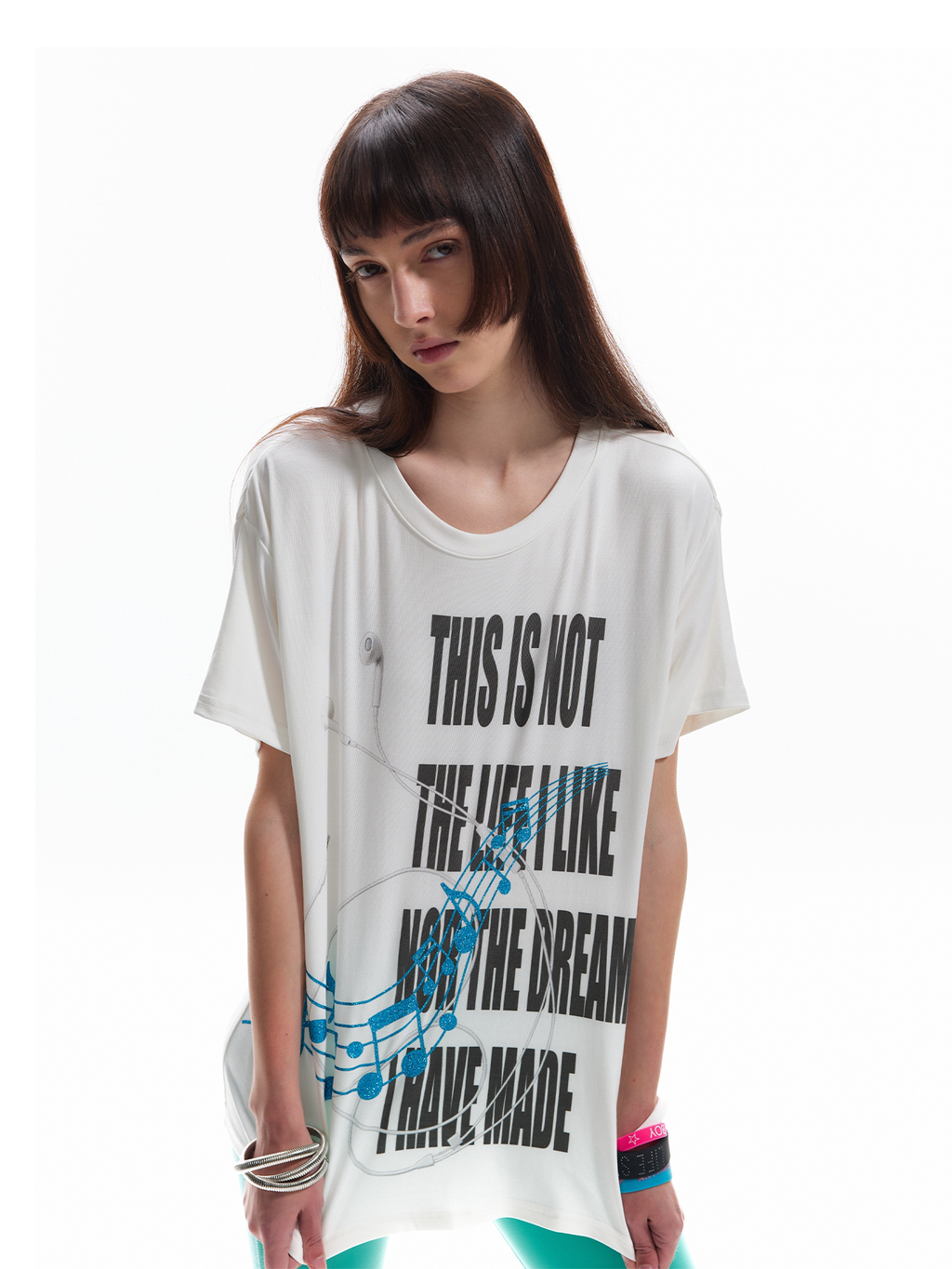 NUMBASIA Vain Headphone Music Note Glitter T-Shirt — NA6145