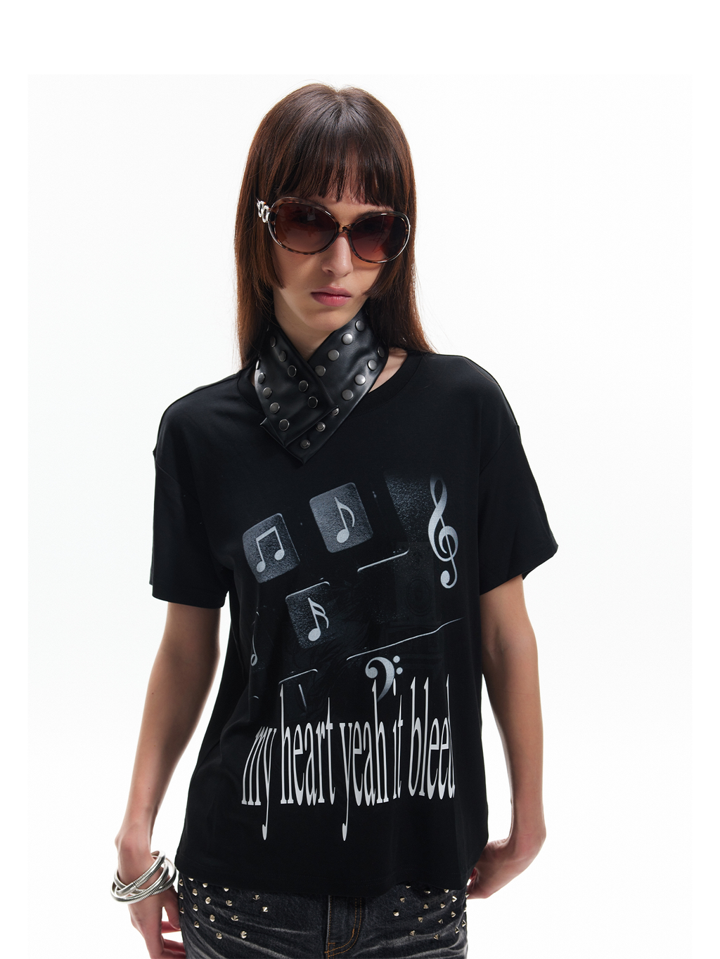 NUMBASIA Emotion Slogan Music Note T-Shirt — NA6146