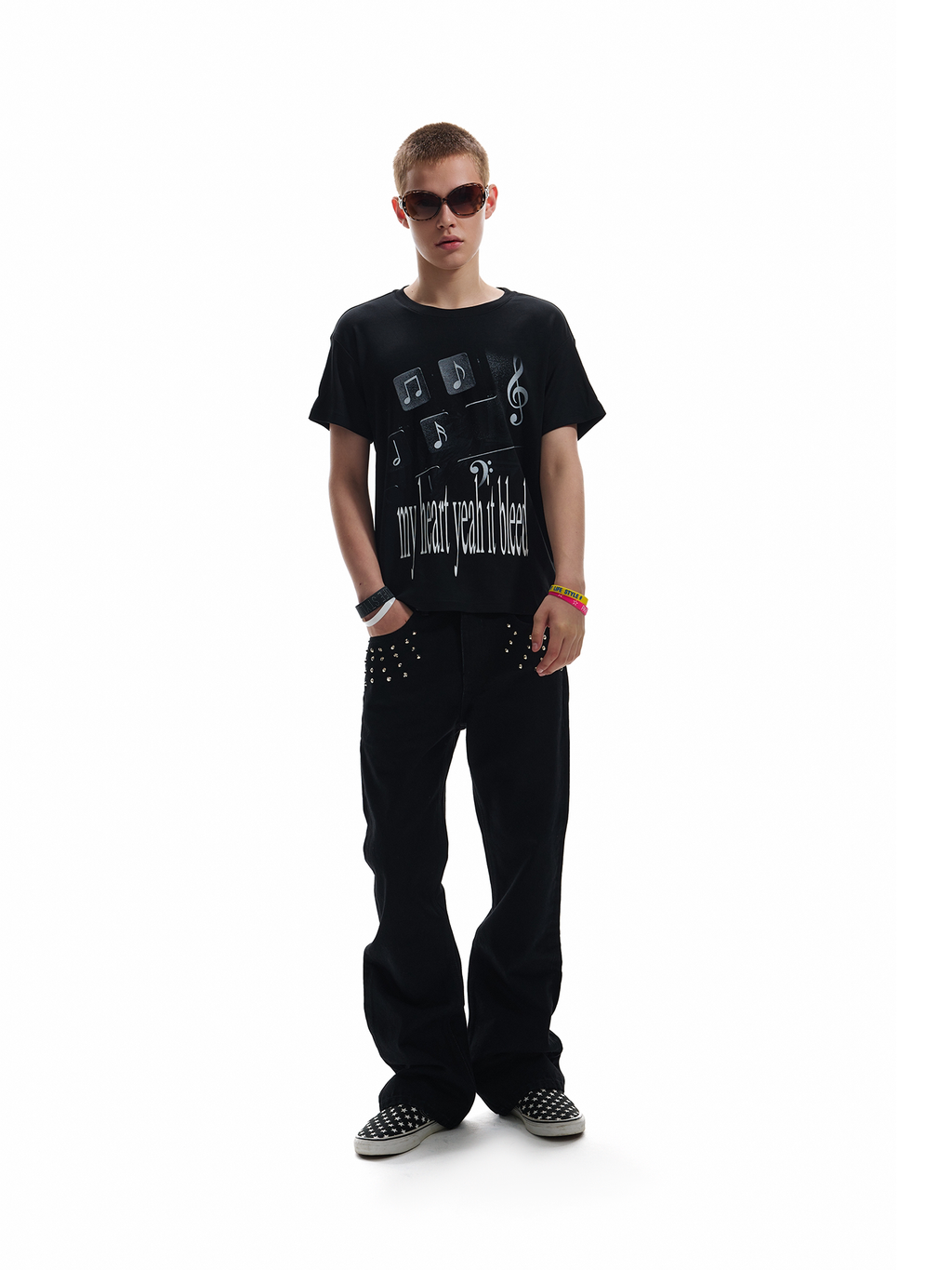 NUMBASIA Emotion Slogan Music Note T-Shirt — NA6146