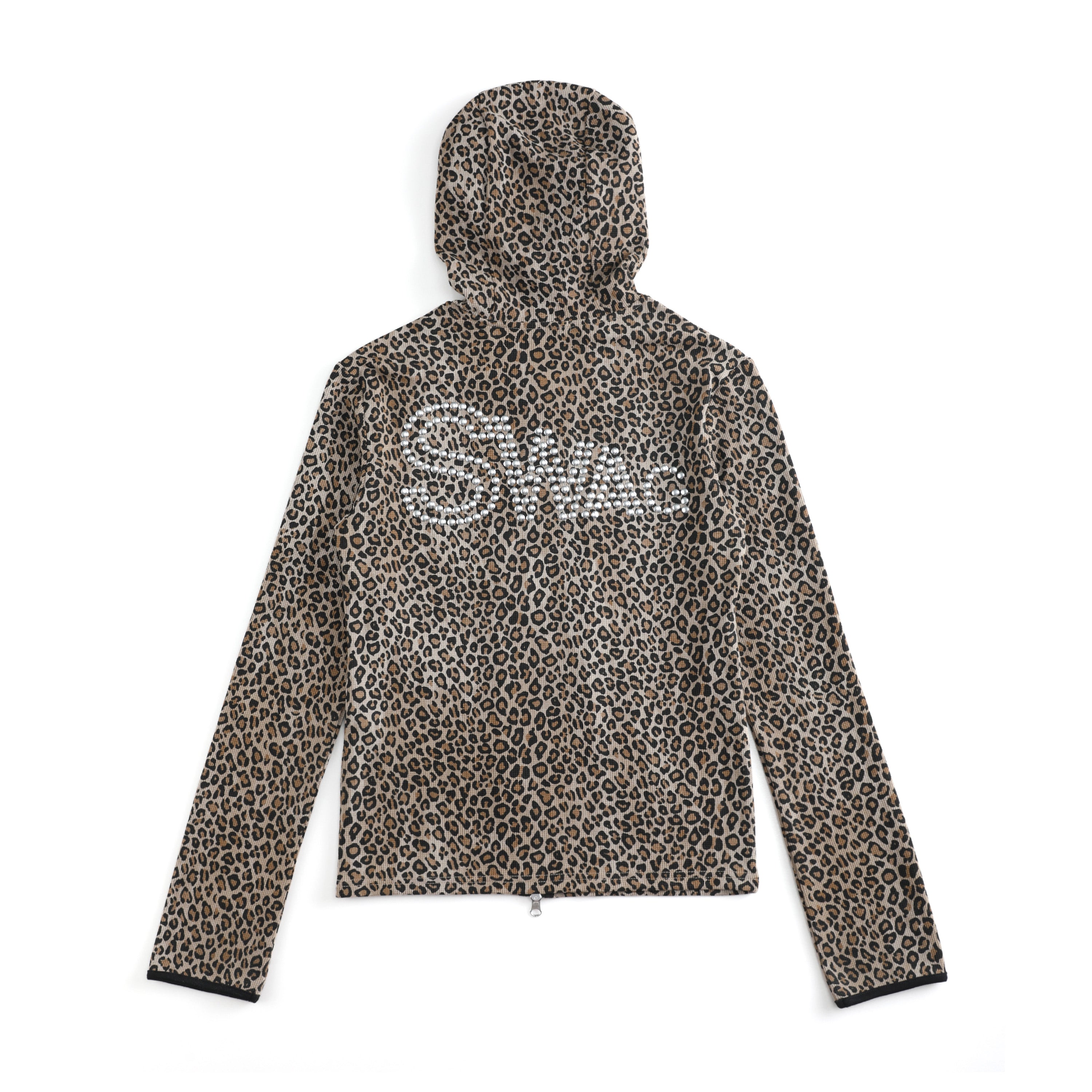 NUMBASIA SWAG Rhinestone Leopard Zip Hoodie — NA6154 back