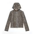 NUMBASIA SWAG Rhinestone Leopard Zip Hoodie — NA6154 front