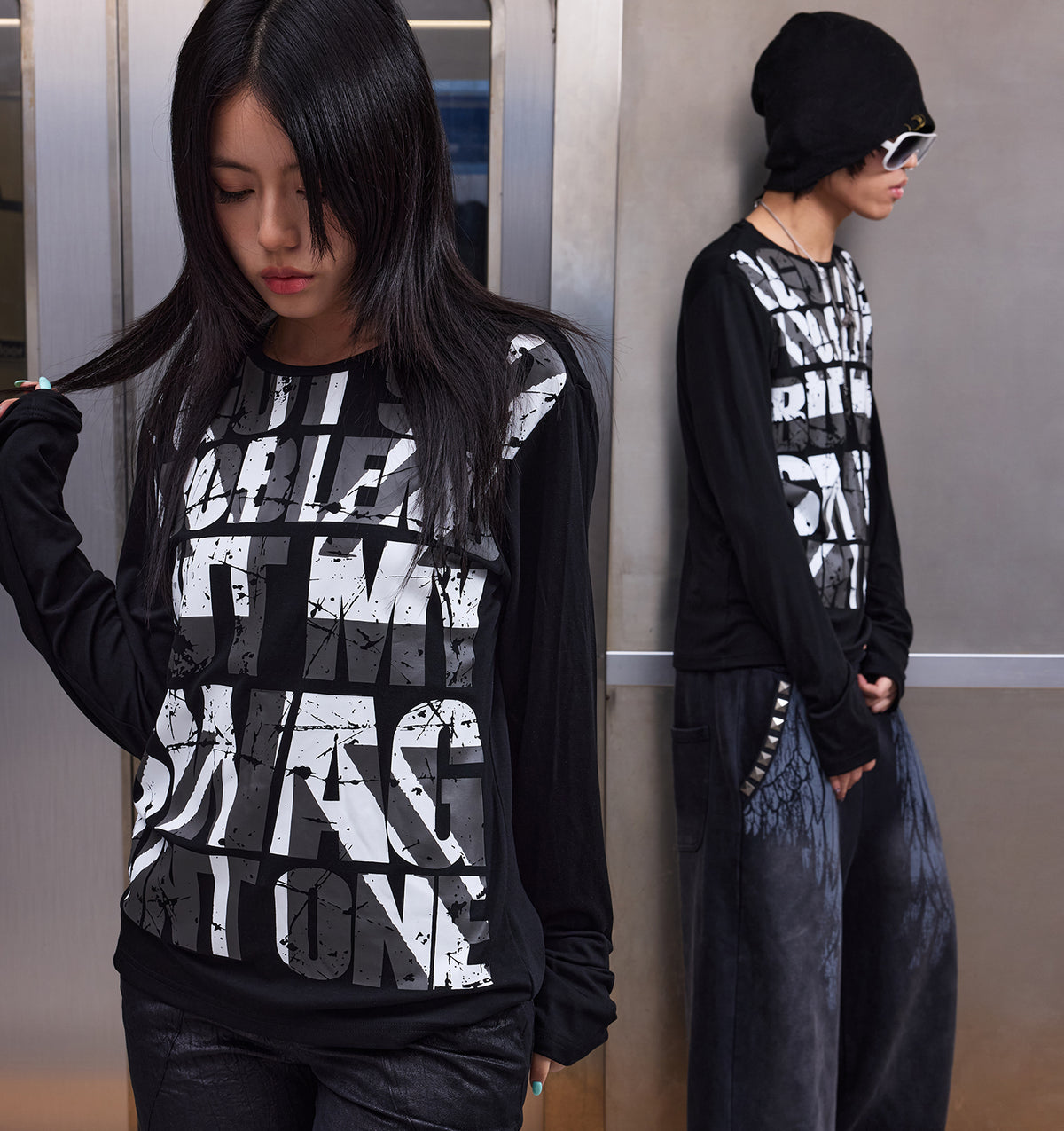 NUMBASIA SWAGLIFE Flag Graphic Long Sleeve T-Shirt — NA6160