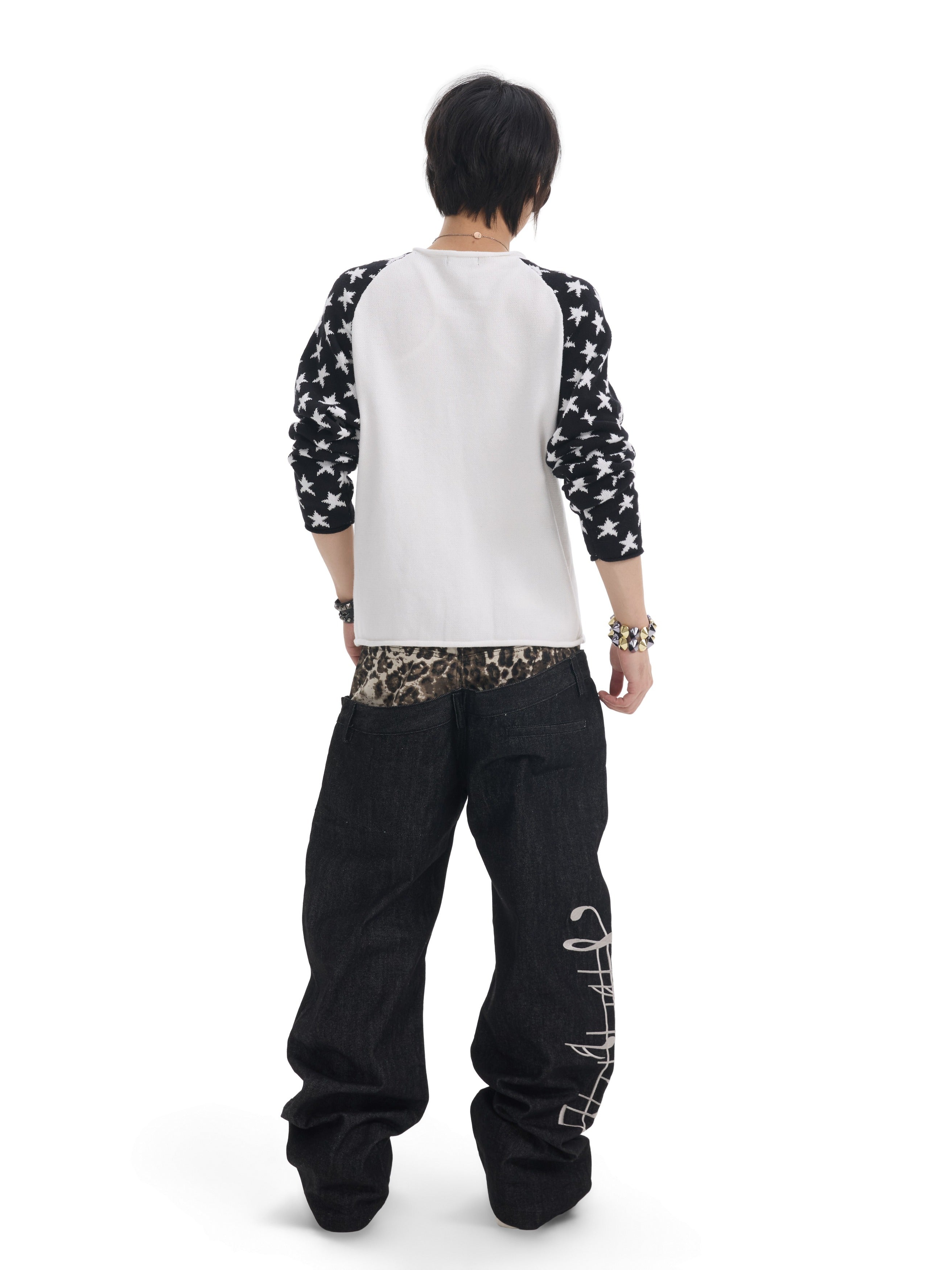 NUMBASIA Music Note Star Raglan Knit Henley — NA6174