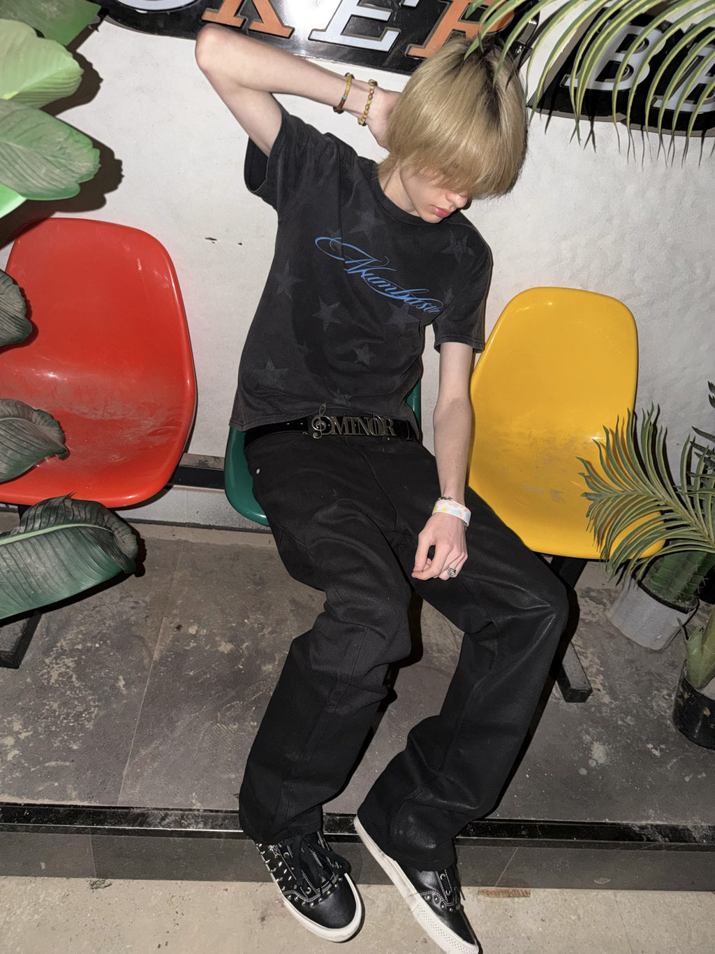 NUMBASIA AsiaSTAR Allover Star Washed Boxy T-Shirt — NA6215
