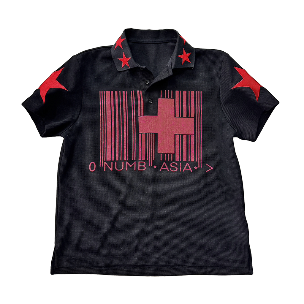 NUMBASIA Flag and Star Embroidered Polo — NA6216