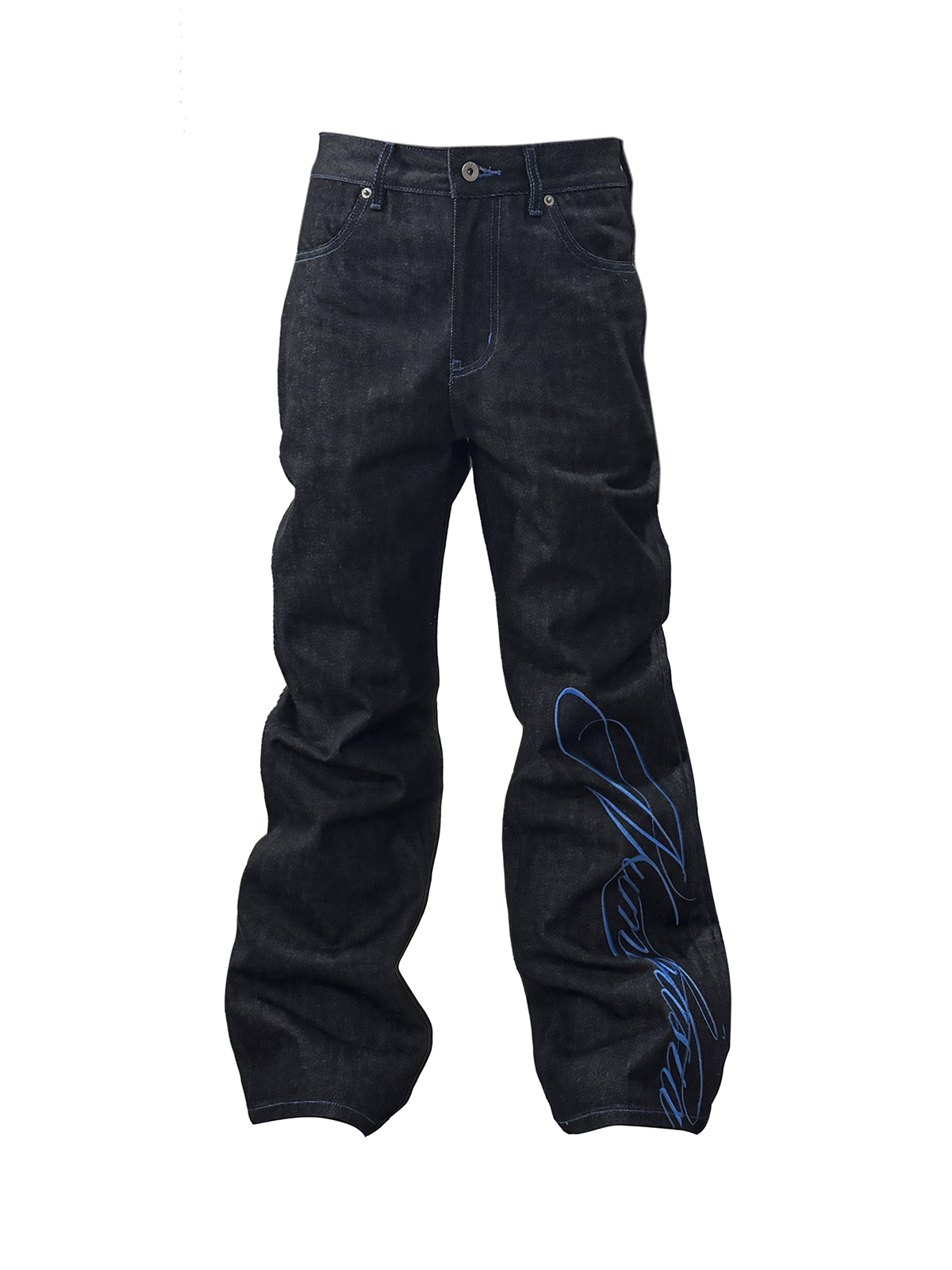 NUMBASIA Asia Script Embroidered 13oz Flared Jeans — NA6217