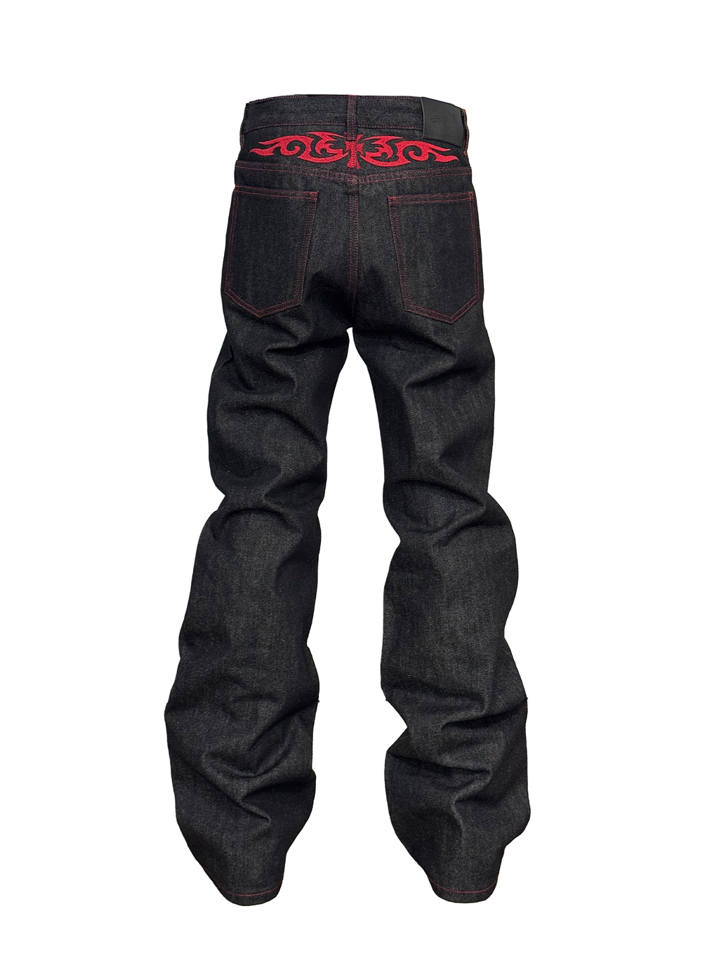 NUMBASIA Asia Script Embroidered 13oz Flared Jeans — NA6217