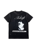 NUMBASIA Portrait Slogan Washed T-Shirt — NA6220