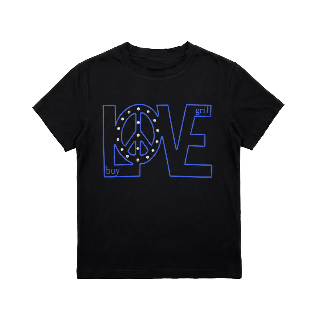 NUMBASIA LOVE Peace Rhinestone T-Shirt — NA6224