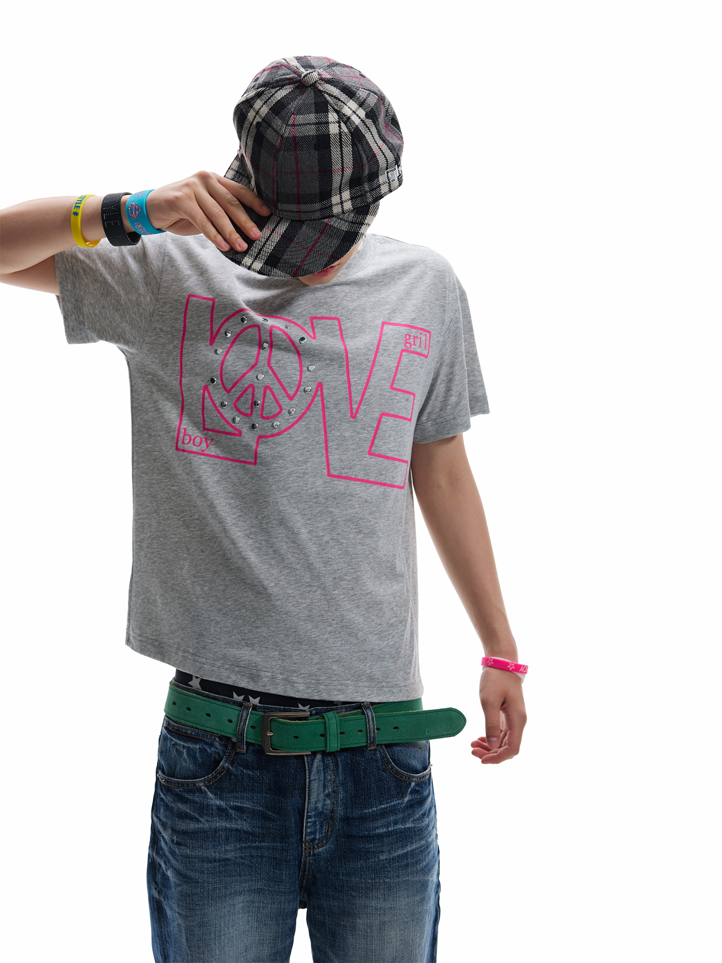 NUMBASIA LOVE Peace Rhinestone T-Shirt — NA6224