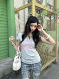 NUMBASIA LOVE Peace Rhinestone T-Shirt — NA6224
