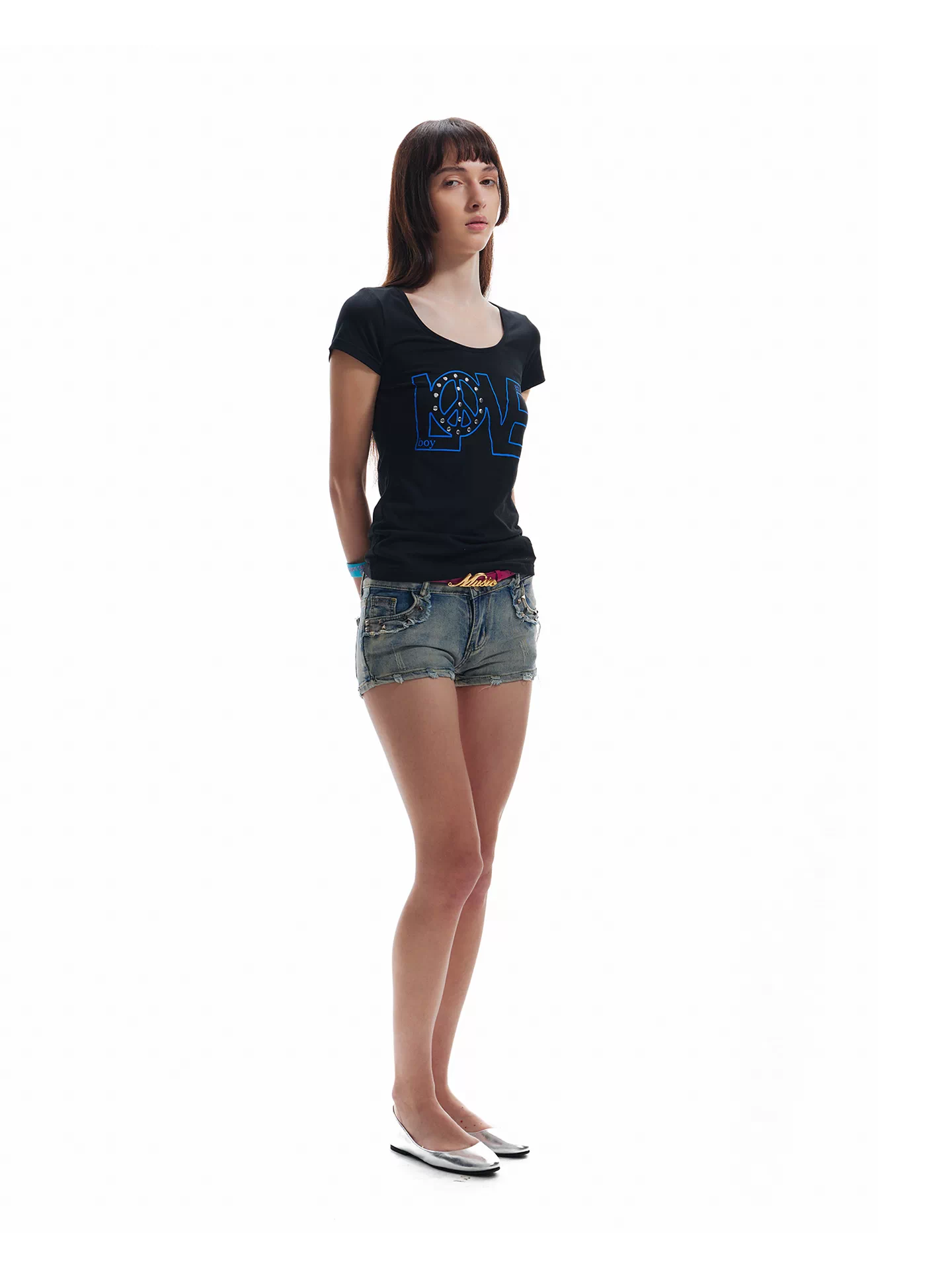 NUMBASIA LOVE Peace Rhinestone T-Shirt — NA6224
