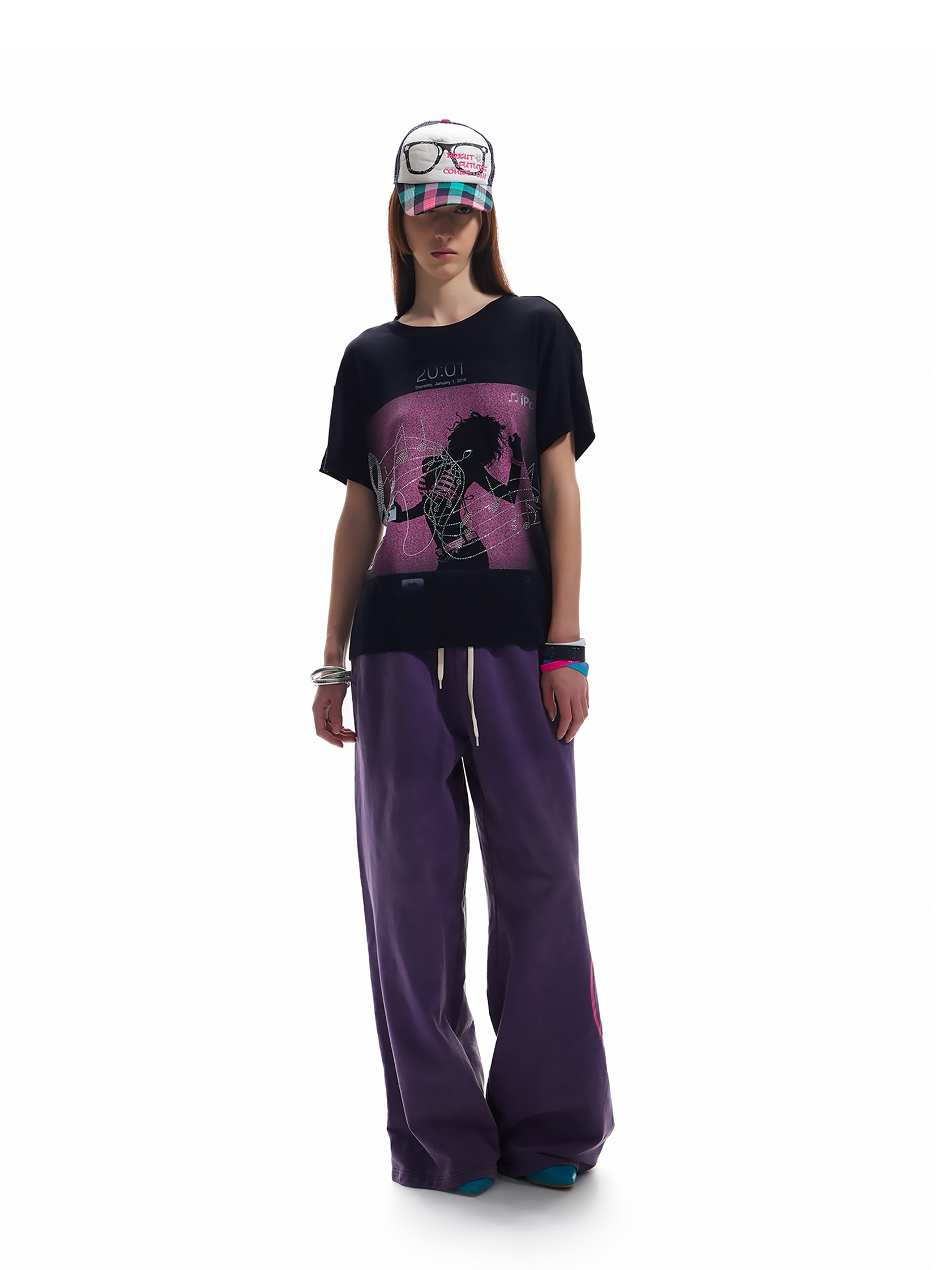 NUMBASIA Neon Script Washed Baggy Sweatpants — NA6228