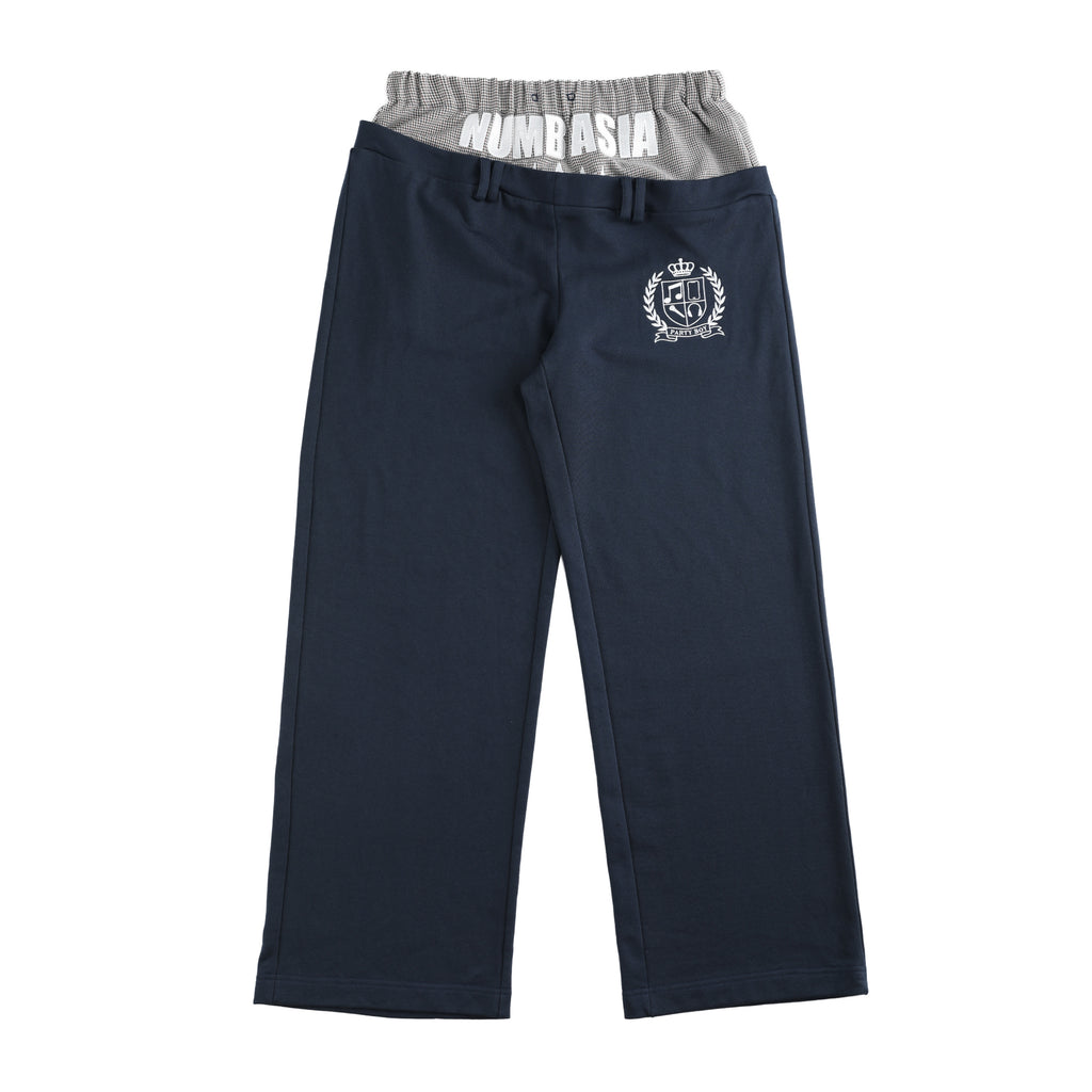 NUMBASIA Star Embroidered Double-Waist Baggy Sweatpants — white-background product view
