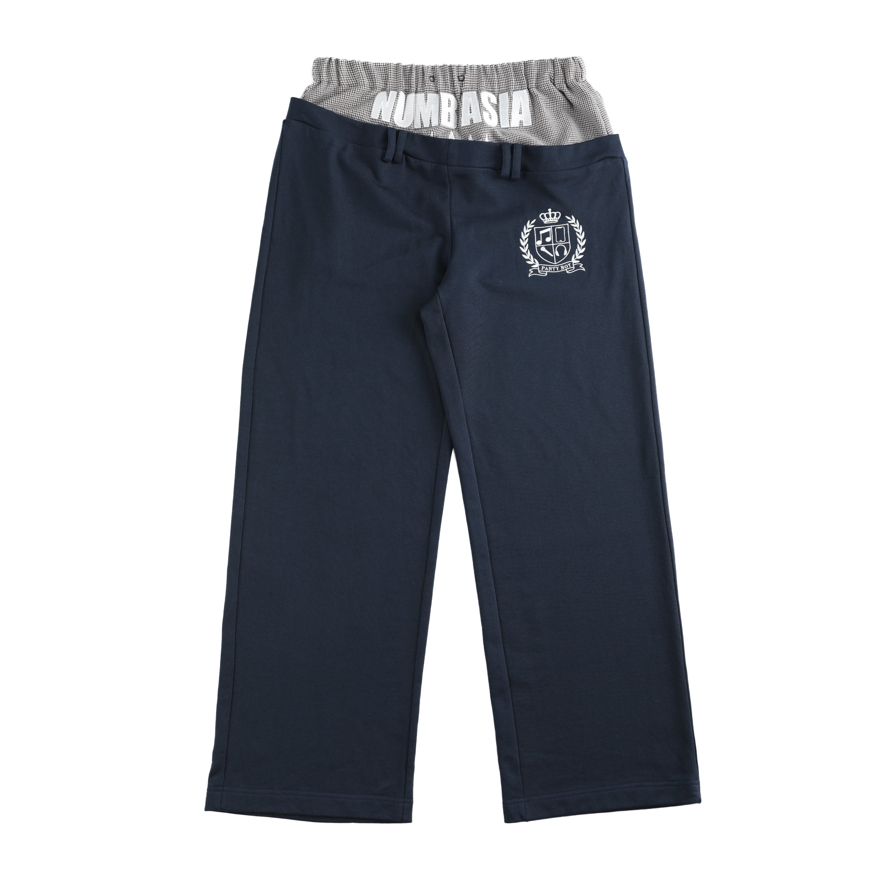 NUMBASIA Star Embroidered Double-Waist Baggy Sweatpants — white-background product view