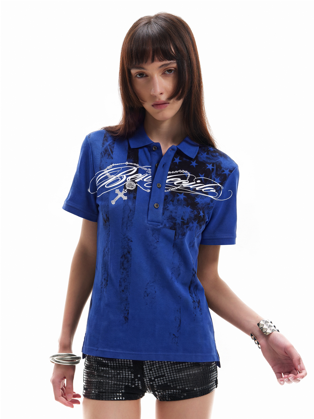NUMBASIA Flag and Allover Logo Print Polo — NA6232