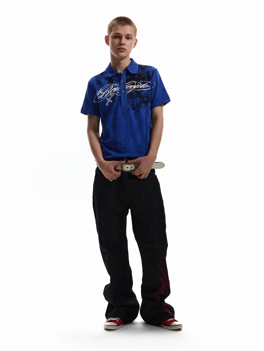 NUMBASIA Flag and Allover Logo Print Polo — NA6232
