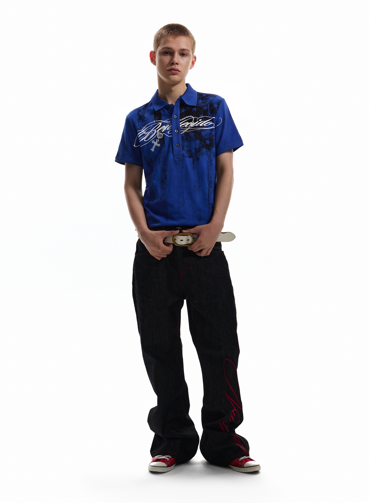 NUMBASIA Flag and Allover Logo Print Polo — NA6232