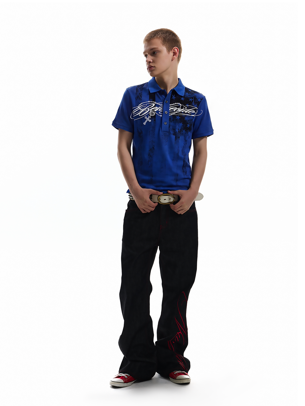 NUMBASIA Flag and Allover Logo Print Polo — NA6232