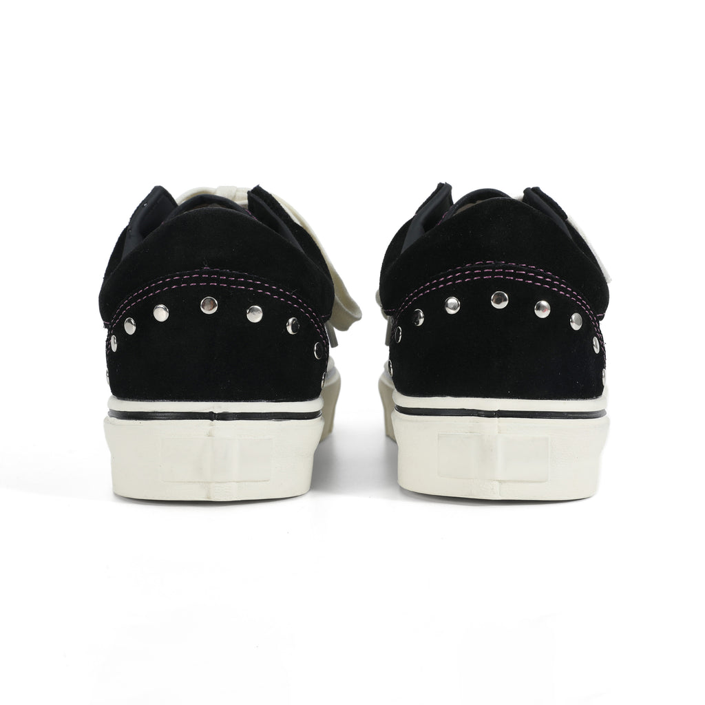 NUMBASIA Leopard Music Note Studded Canvas Sneakers — NA6235