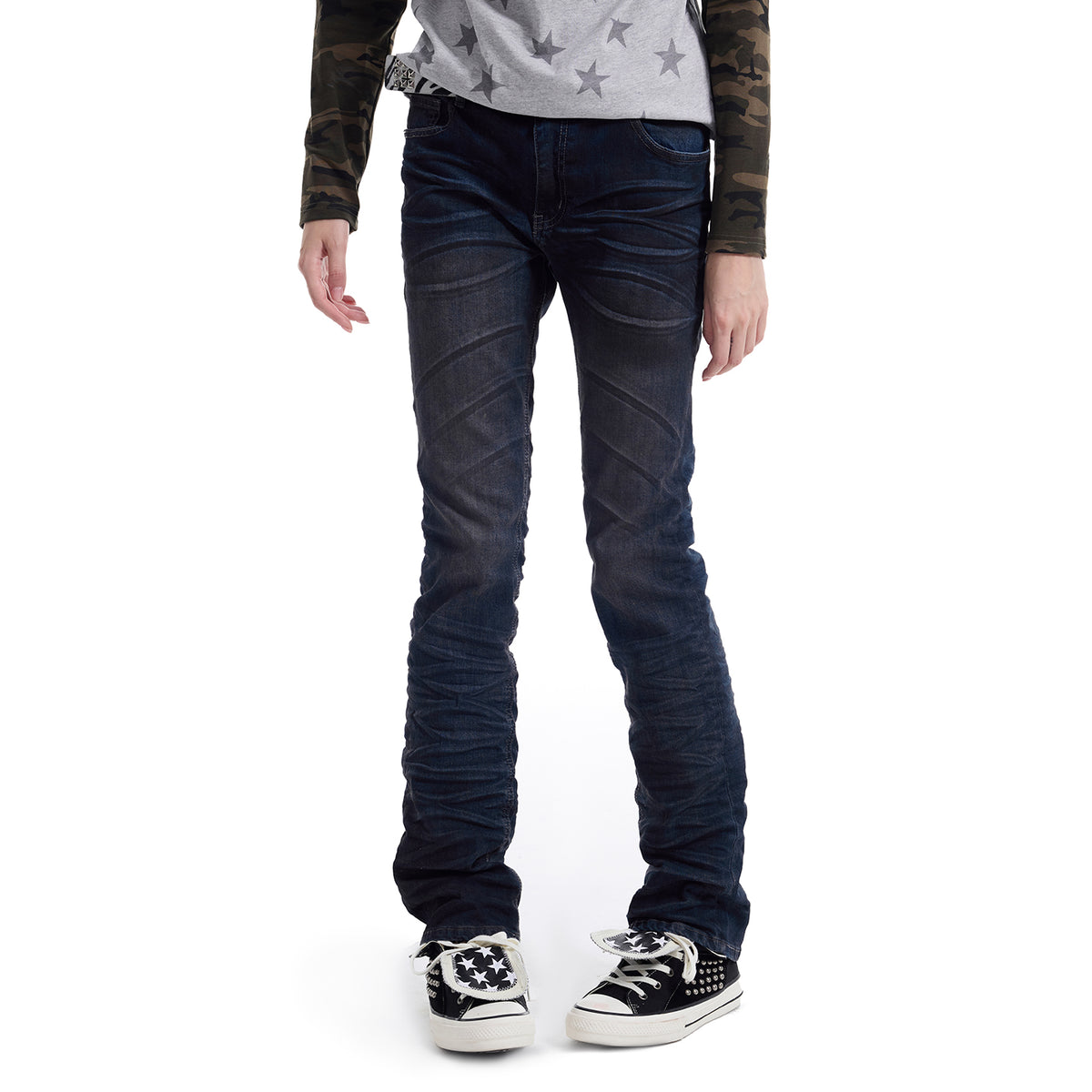 NUMBASIA Distressed Washed Skinny Stretch Jeans — NA6237